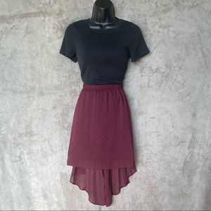 Garage Burgundy Chiffon High Low Flowy Skirt
